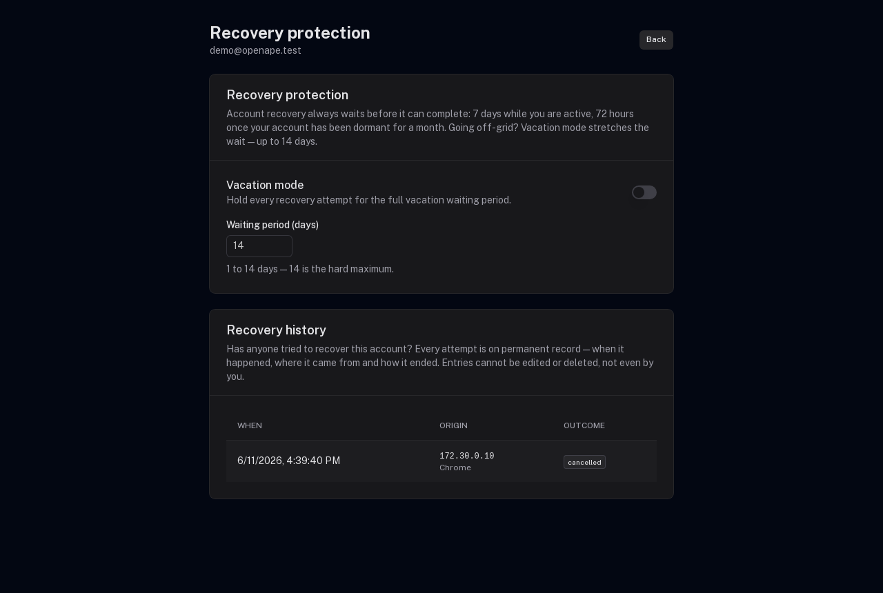 Open Recovery protection
